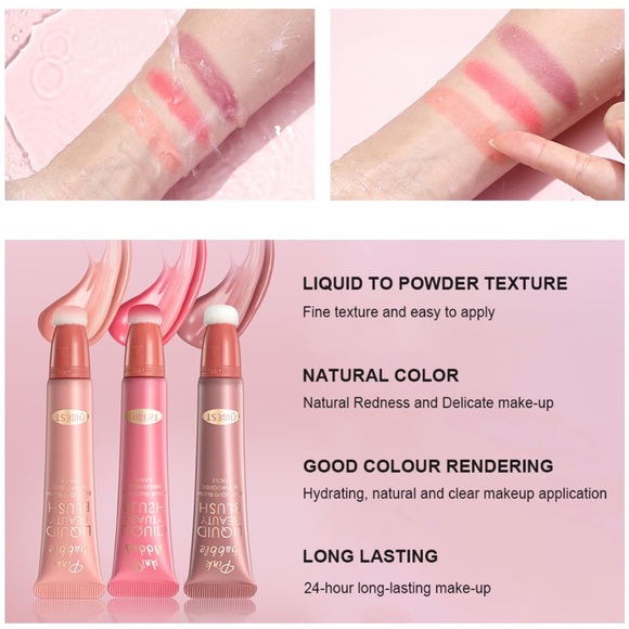 Matte Finish Liquid Blush Stick Soft Cushion Applicator For Natural Cheeks Tint - Picture 9 of 12